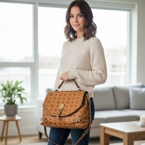 MCM Brown Crossbody Bag with Gold Accents